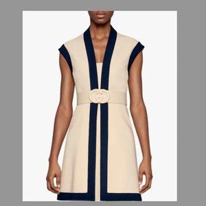 Gucci Women's Almond/Black Viscose Jersey Dress With GG Belt
